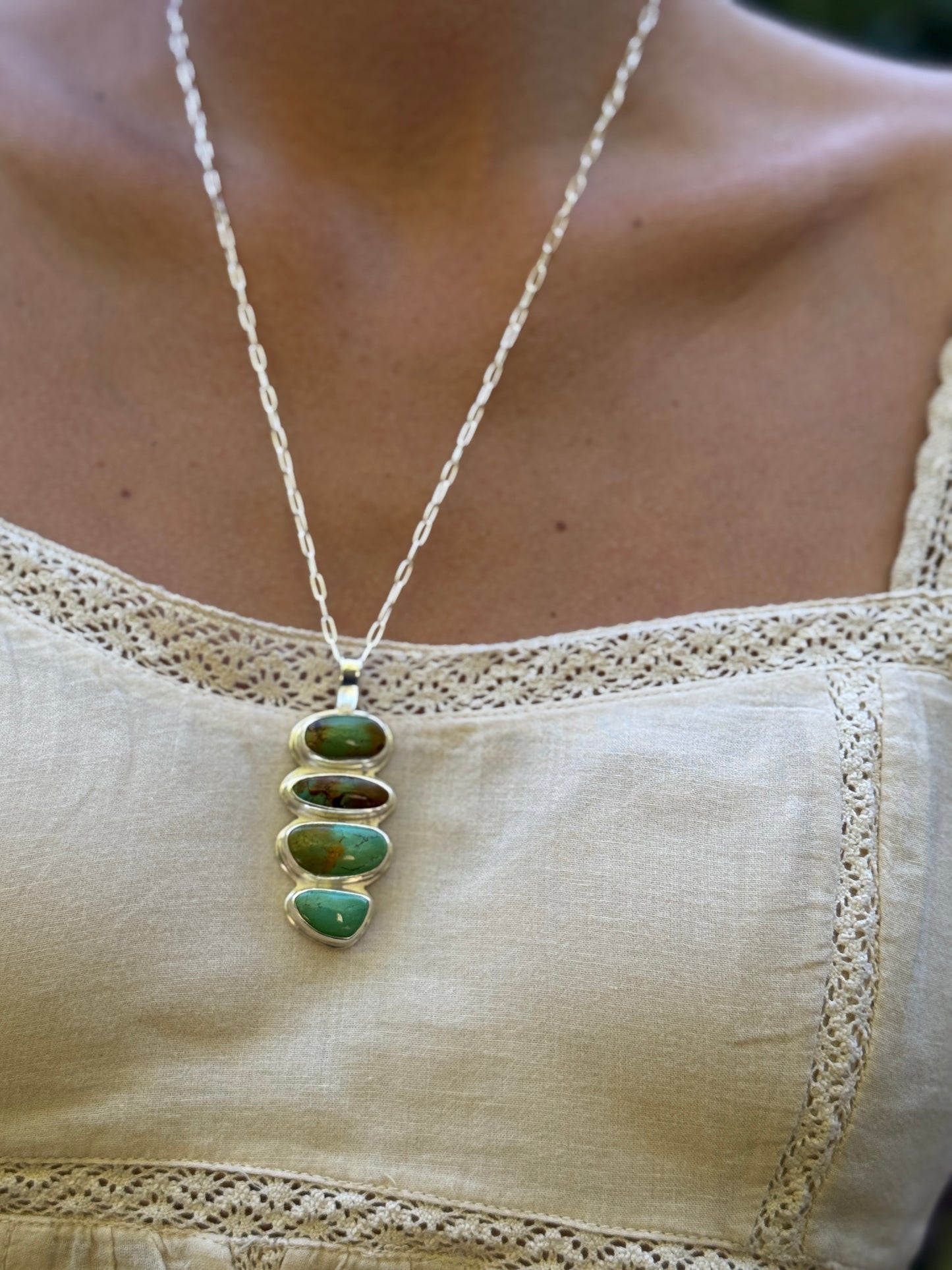Polychrome Turquoise 4 Stone Statement Pendant