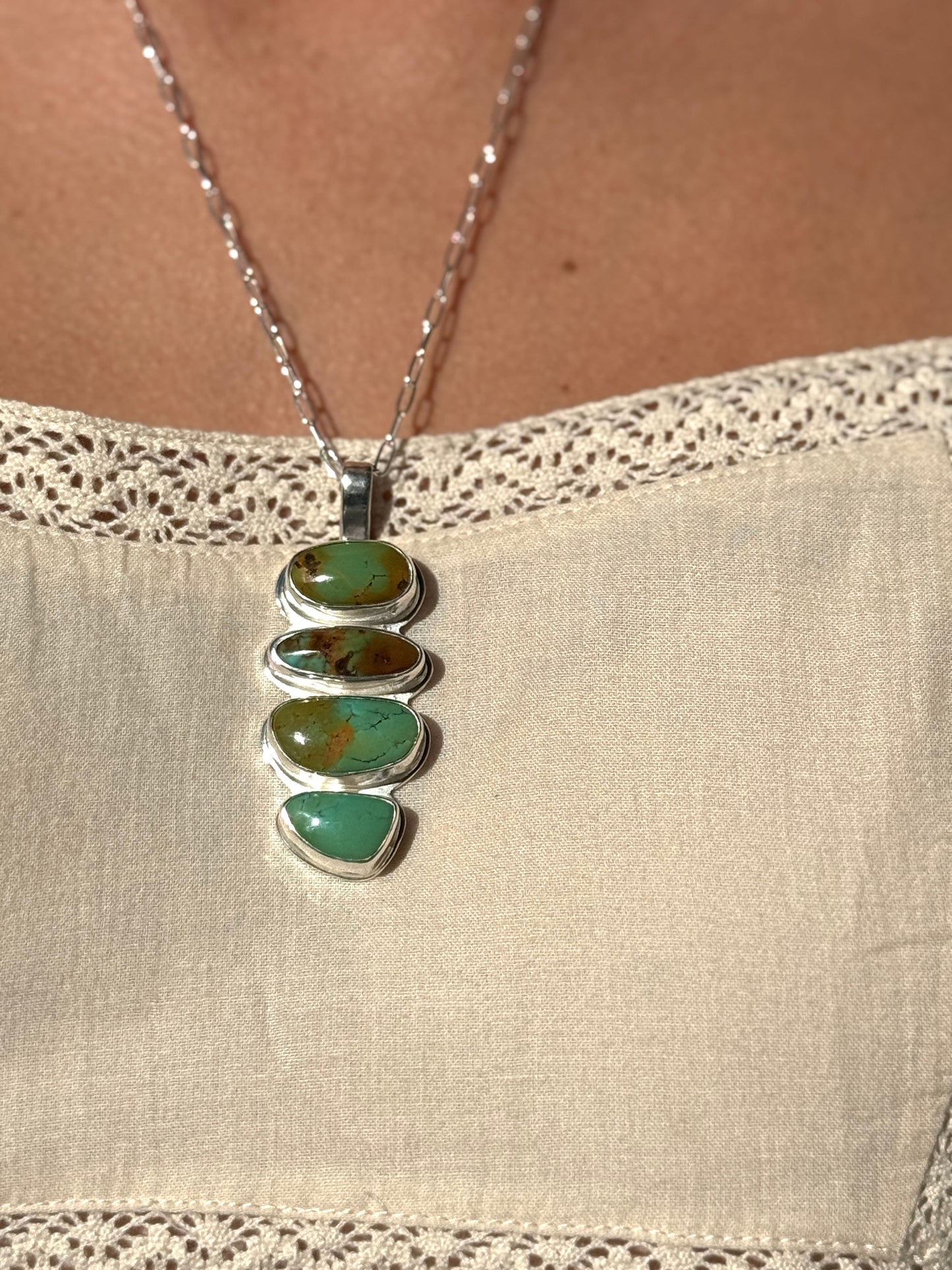 Polychrome Turquoise 4 Stone Statement Pendant