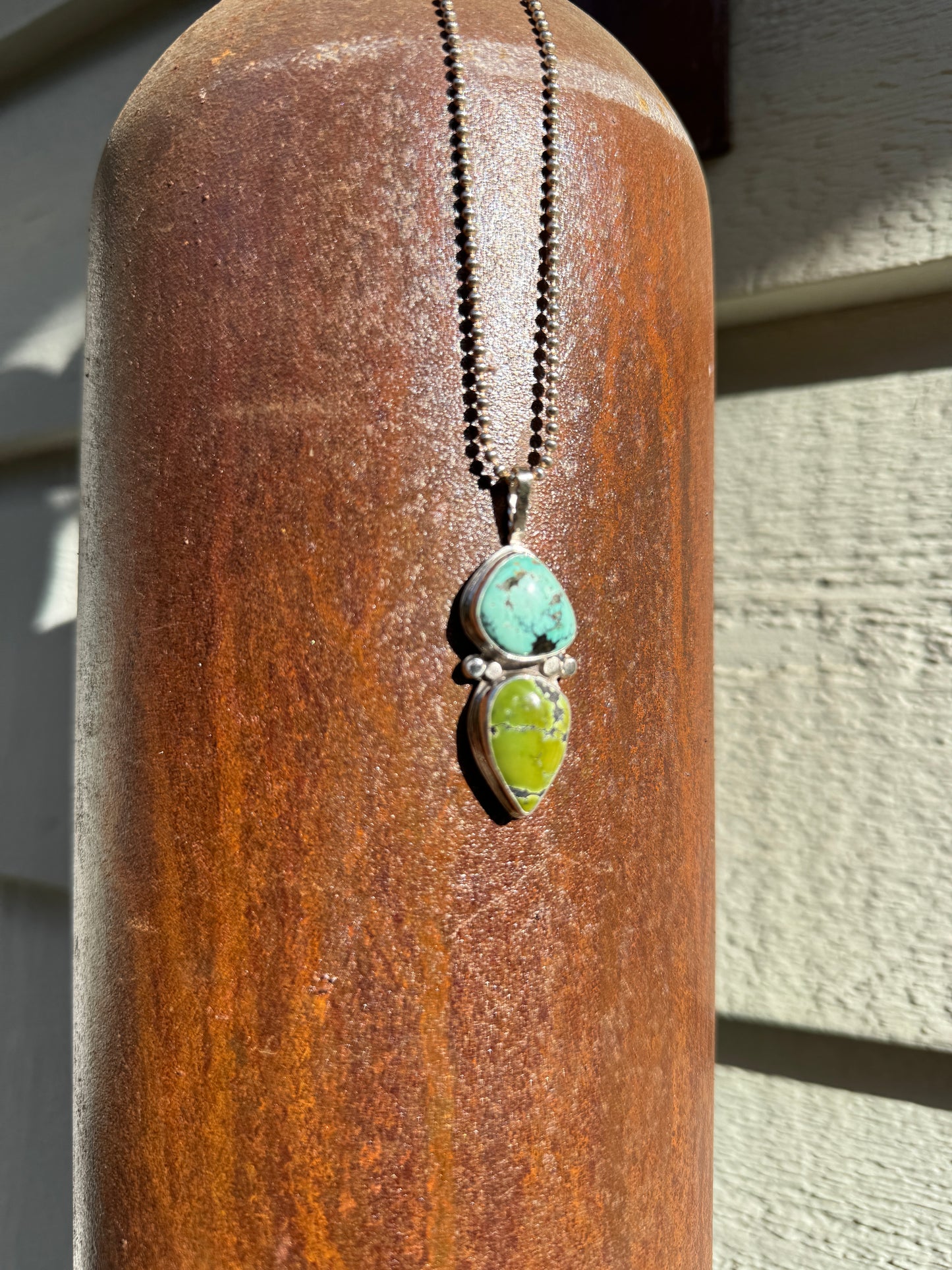 Mixed Turquoise Double Stone Pendant