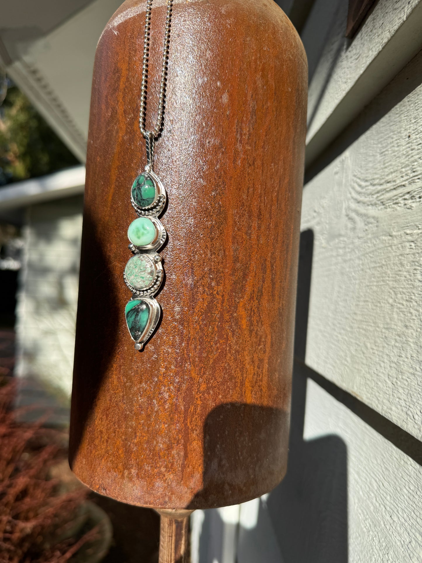 Variscite and Turquoise 4 Stone Statement Pendant