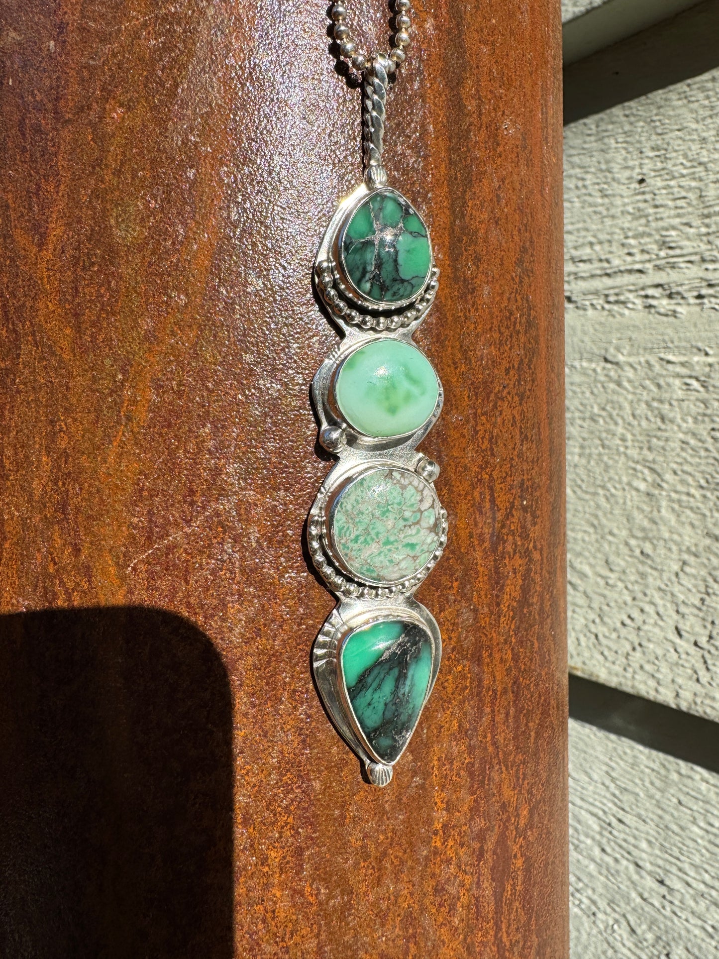 Variscite and Turquoise 4 Stone Statement Pendant