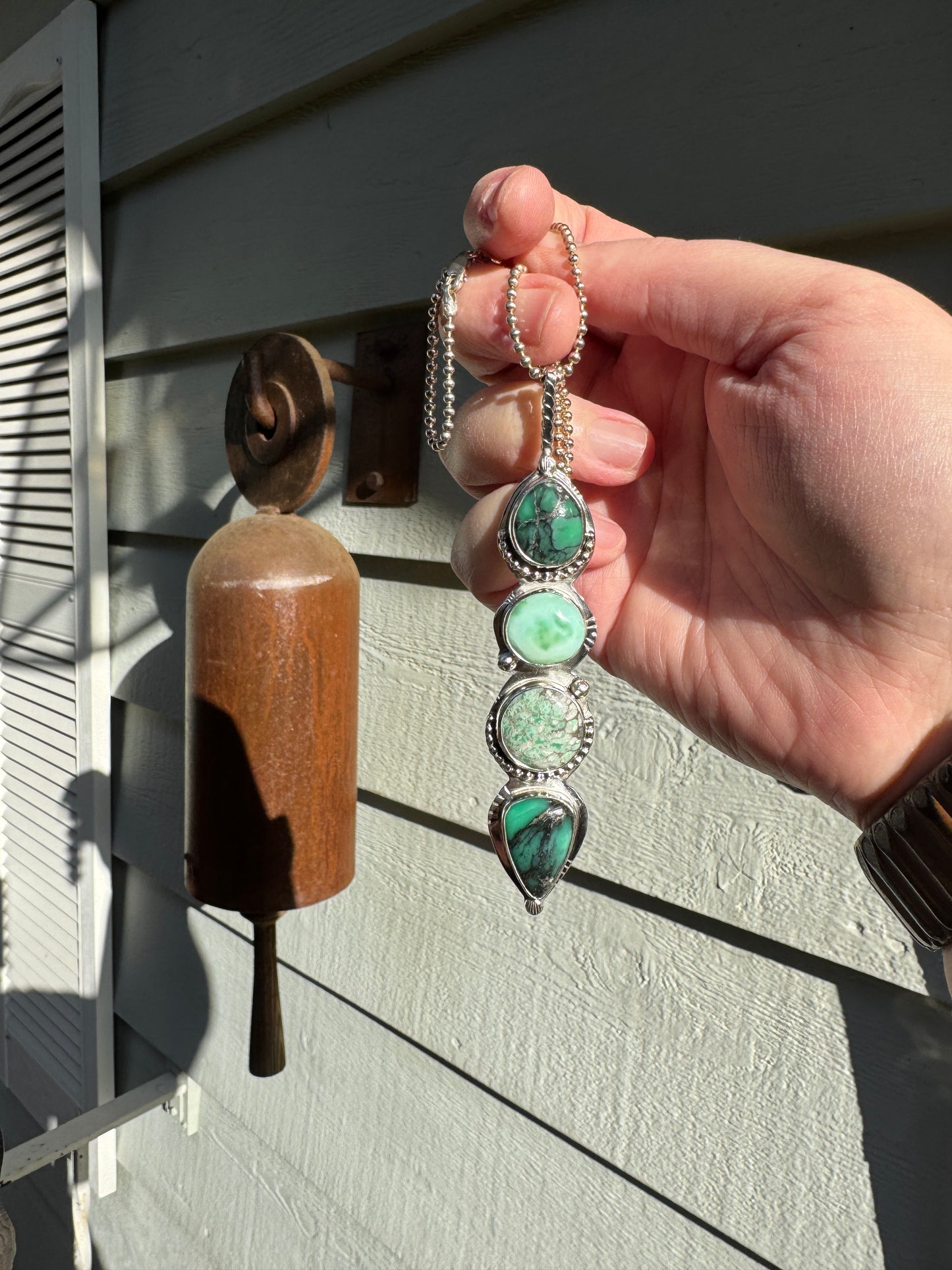 Variscite and Turquoise 4 Stone Statement Pendant