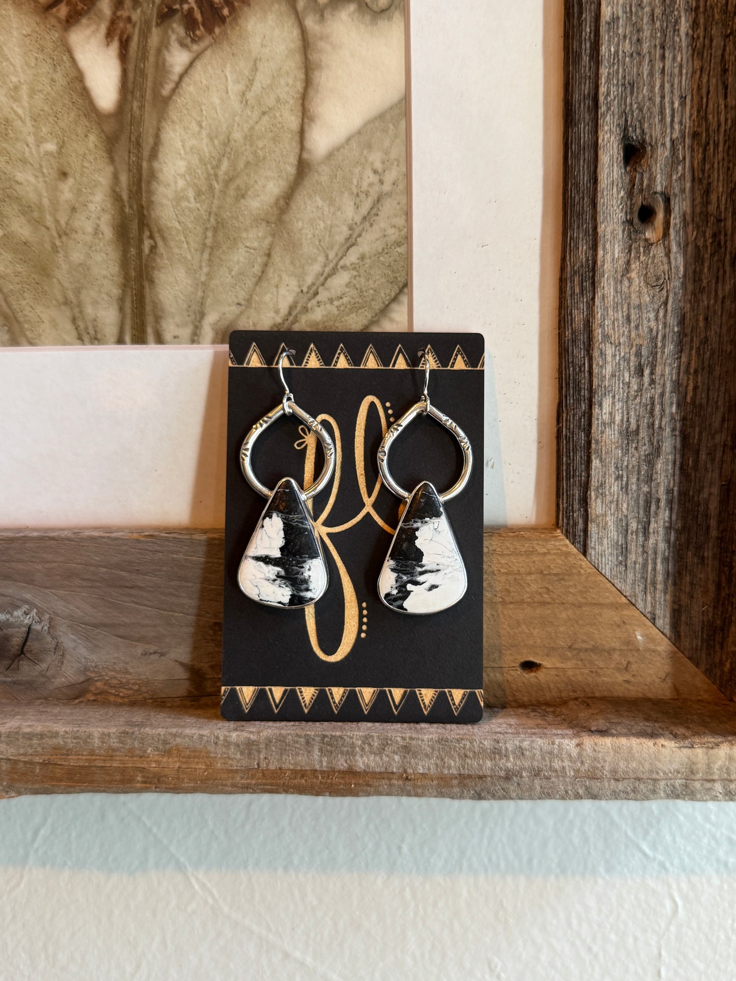 White Buffalo Stamped Drop Earrings