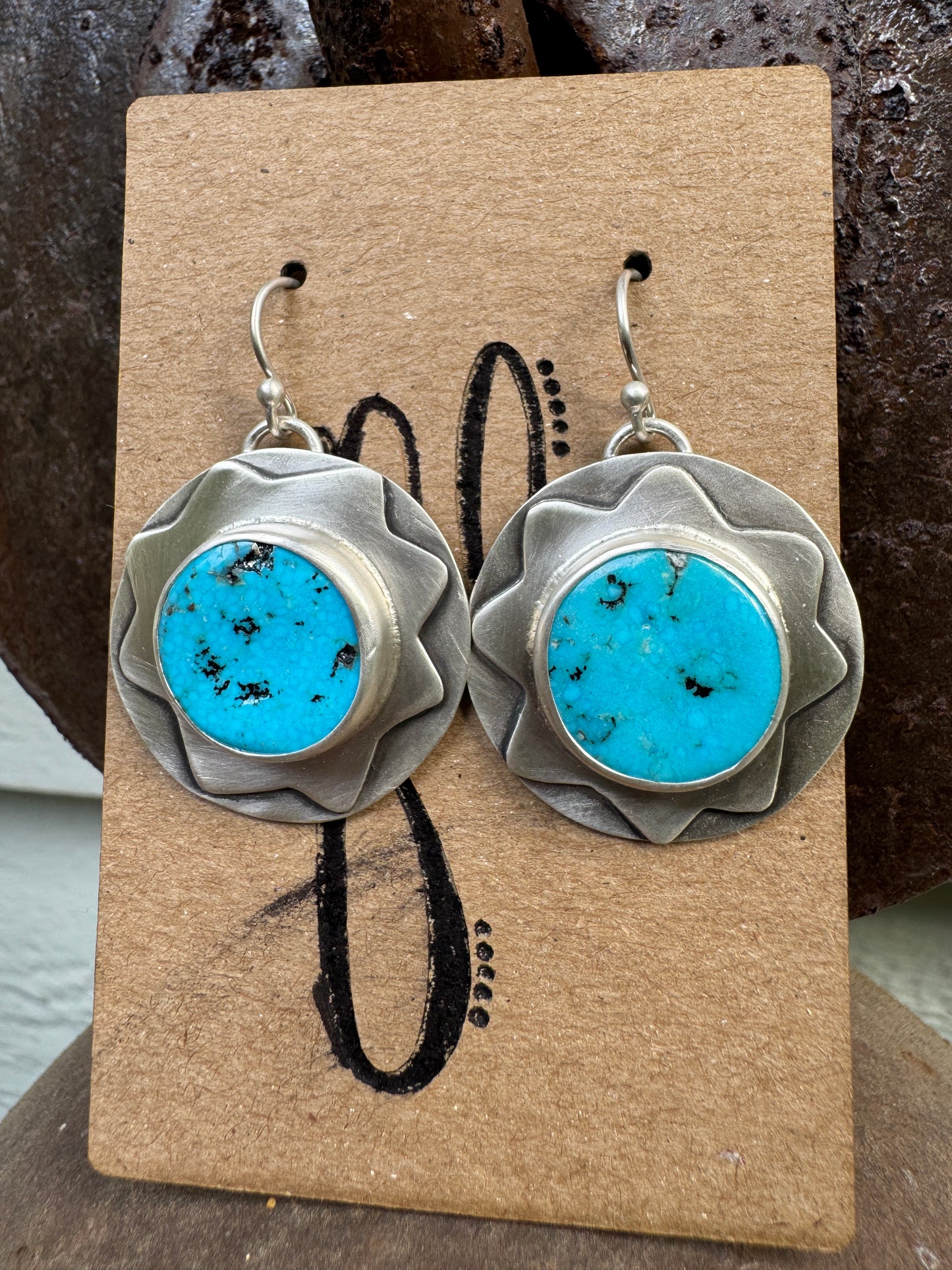 Kingman Turquoise Flower Earrings