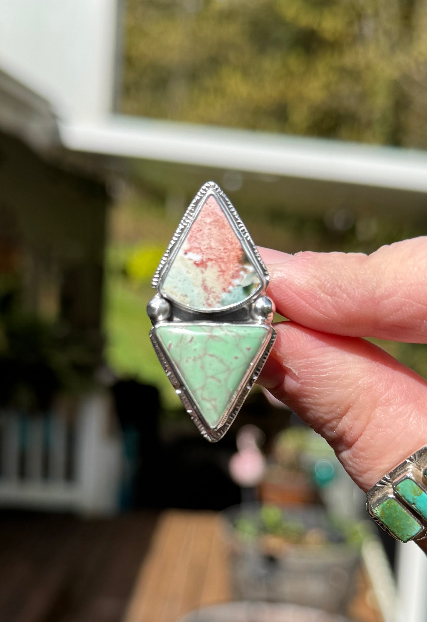 Unicorn Jasper + Lucin Variscite Triangle Ring