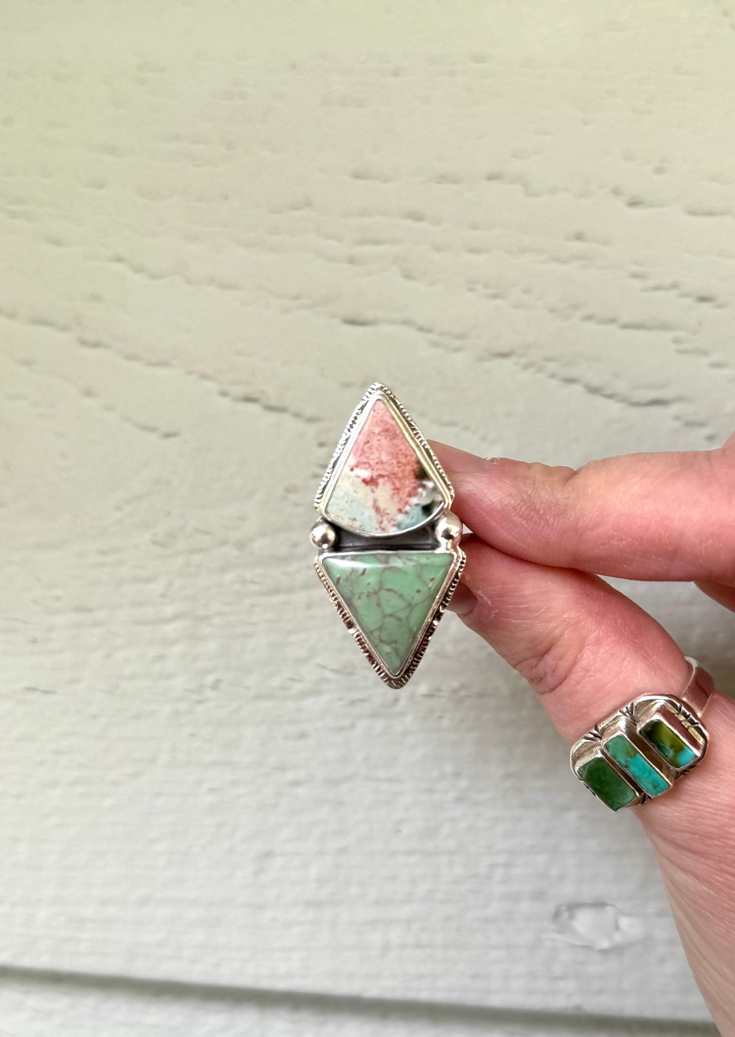 Unicorn Jasper + Lucin Variscite Triangle Ring