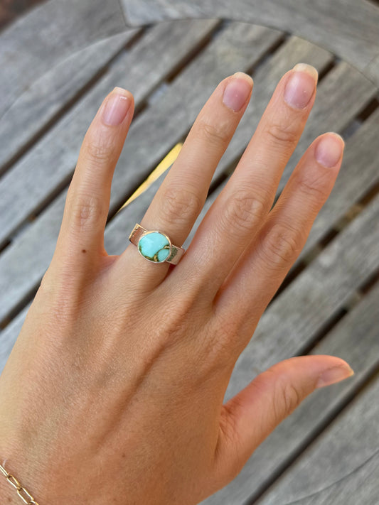 Turquoise Textured Band Ring