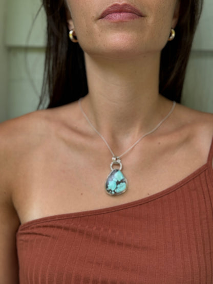 Blue Bamboo Mountain Turquoise Statement Pendant
