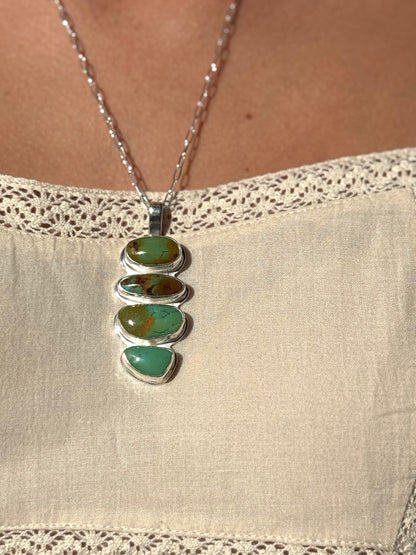 Polychrome Turquoise 4 Stone Statement Pendant