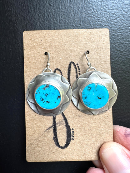 Kingman Turquoise Flower Earrings
