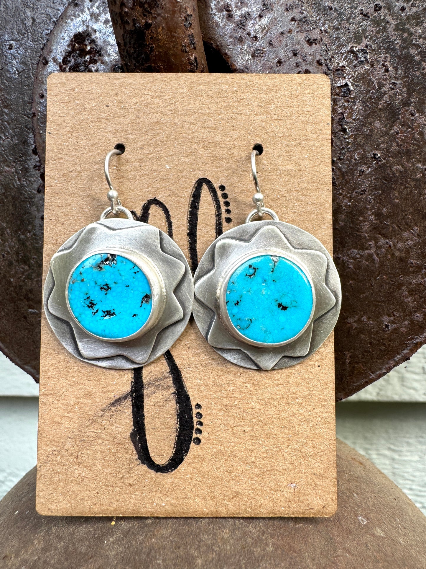 Kingman Turquoise Flower Earrings