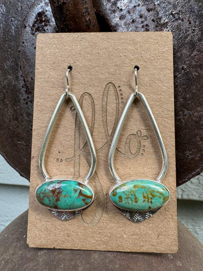 Bamboo Mountain Turquoise Long Drop Earrings