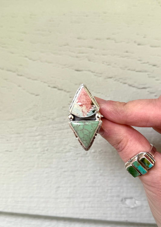 Unicorn Jasper + Lucin Variscite Triangle Ring