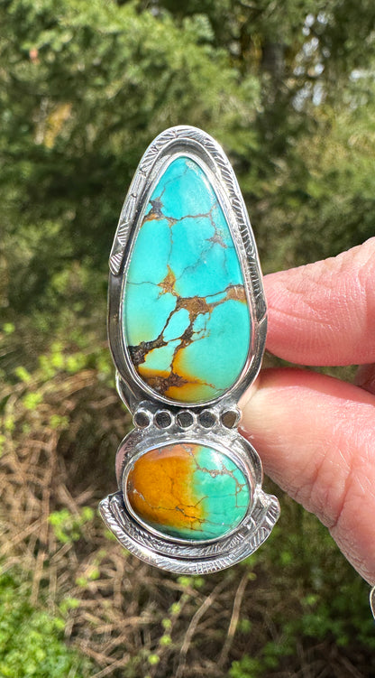 Arches Double Stone Turquoise Statement Ring