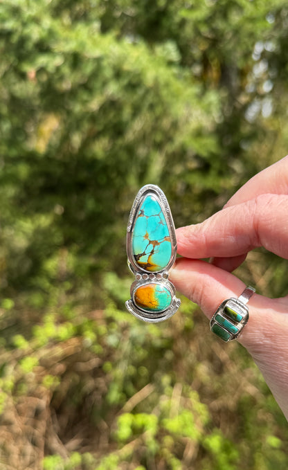 Arches Double Stone Turquoise Statement Ring