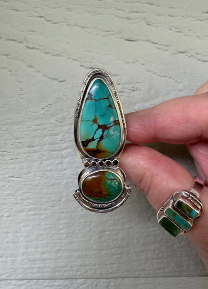 Arches Double Stone Turquoise Statement Ring