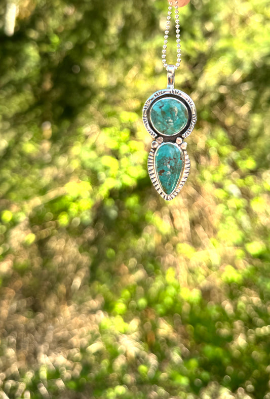 Tyrone Turquoise Double Stone Pendant