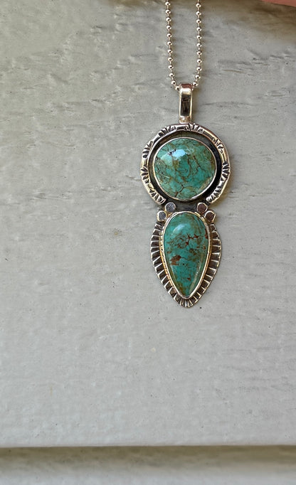 Tyrone Turquoise Double Stone Pendant