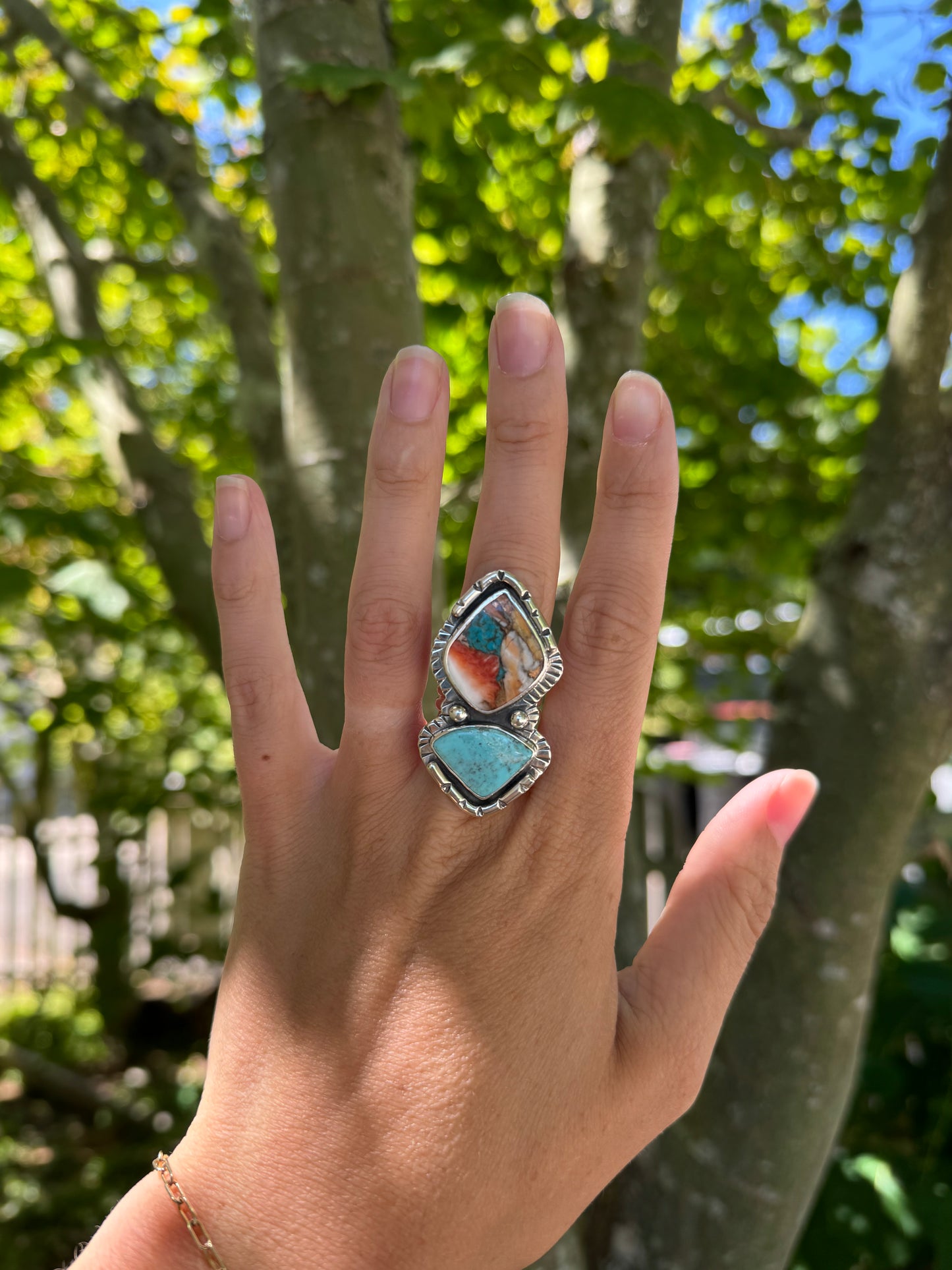 Spiny Oyster & Turquoise Ring